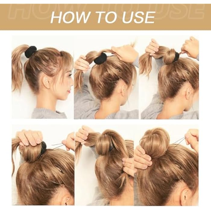 Ericotry beautiful donut hair bun makers- 3 pieces women hair chignon donuts ring style bun maker doughnut shaper diy hair styling accessories 1large+1middle+1small (black) - Image 3